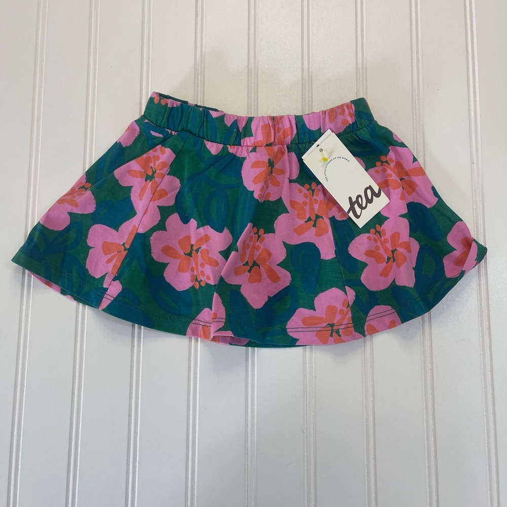 NWT TEA COLLECTION BOLD HIBISCUS TWIRL SKORT BABY GIRL 9/12‎ MONTHS
